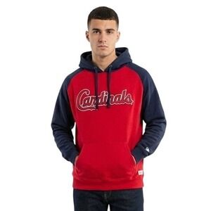 Stitches St Louis Cardinals Raglan Hoodie Sweatshirt XL Red Navy Athletic Gear